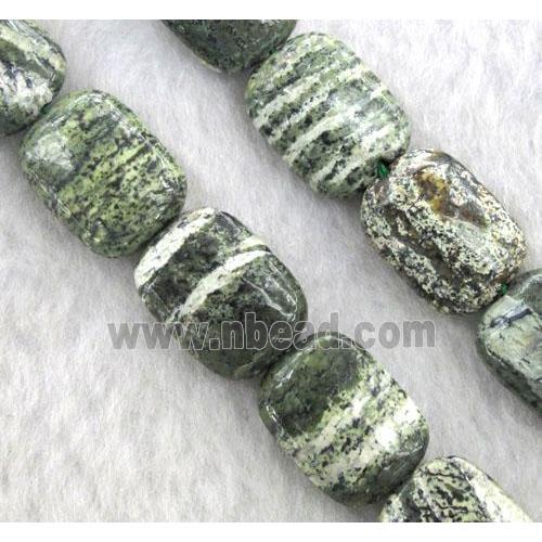 natural Green Silver-line Jasper Beads, rectangle