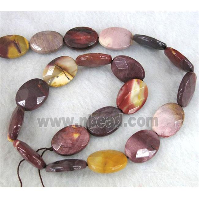 Mookaite Beads, faceted flat-oval