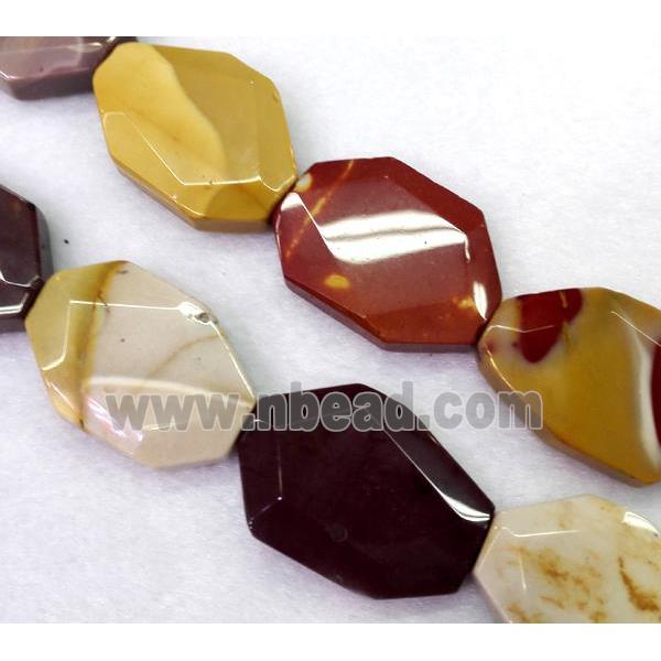 Mookaite beads, slice, faceted freeform