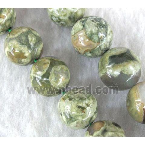 round natural Rhyolite Beads, green