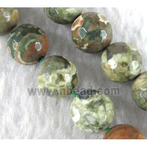 natural Rhyolite Jasper beads, faceted round, green