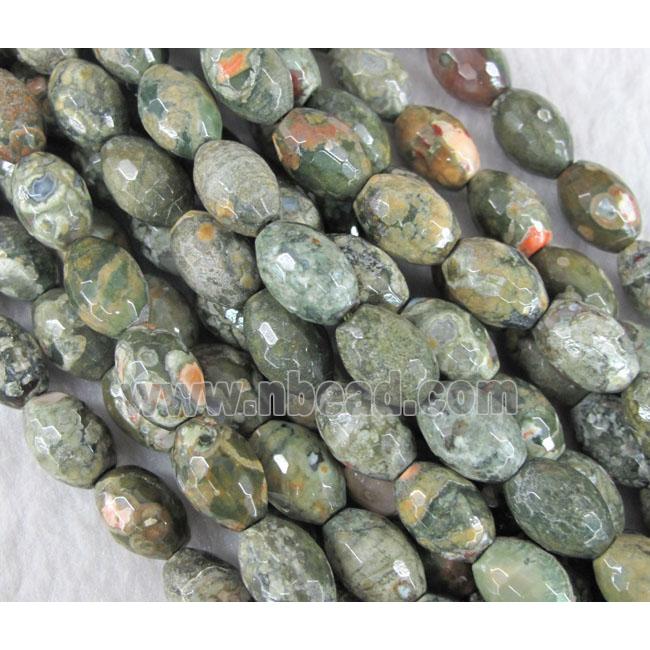 natural Rhyolite Jasper bead, faceted barrel