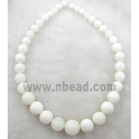 Tridacna shell necklace, round, white
