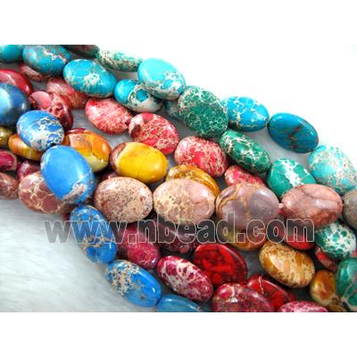Sea Sediment Beads, flat oval, mixed color
