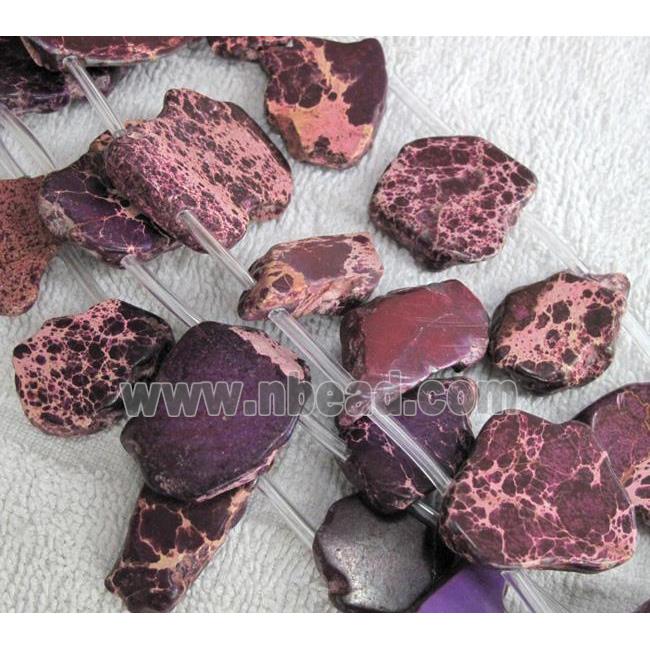 Sea Sediment slice beads, freeform, purple
