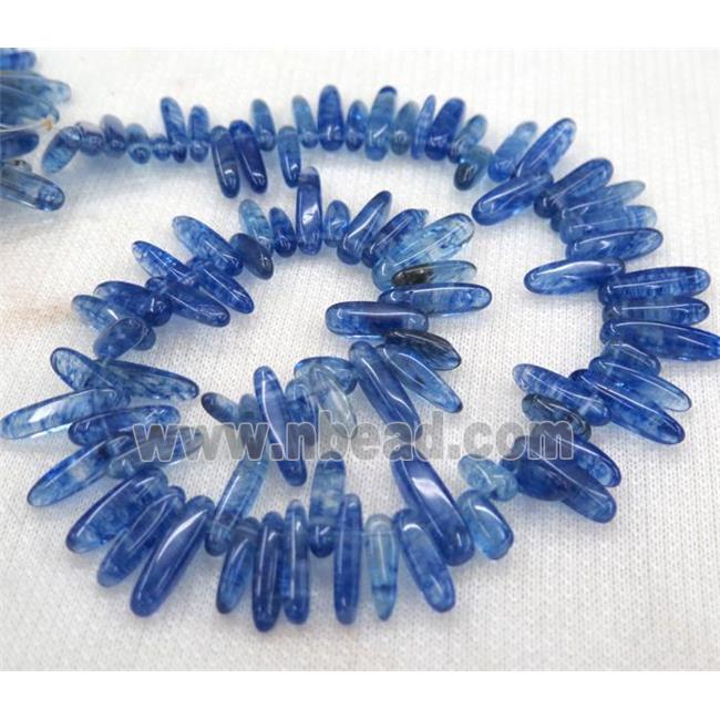 blue watermelon crystal quartz beads, chip stick, freeform