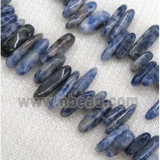 blue spots jasper beads, chip, freeform stick