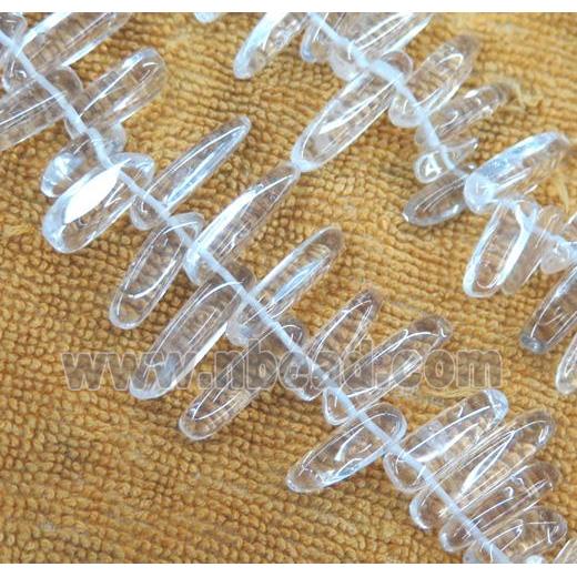 clear quartz crystal beads, synthetic, freeform stick