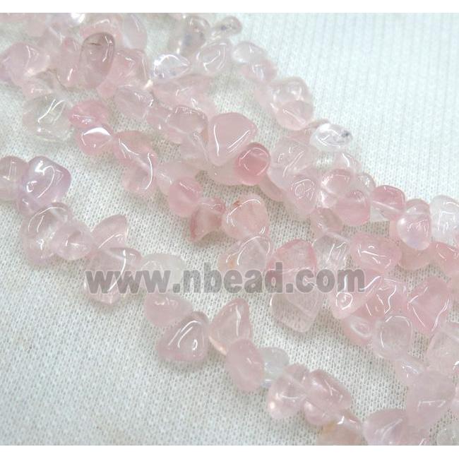 rose quartz chip beads, freeform