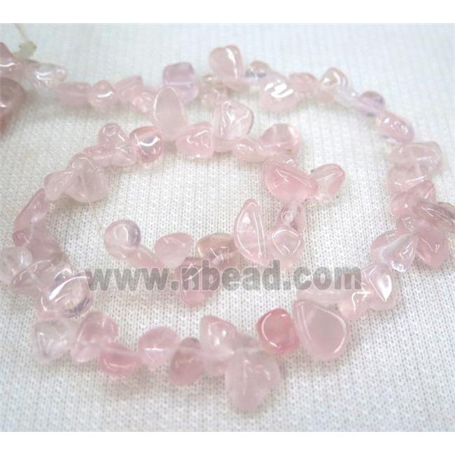 rose quartz chip beads, freeform
