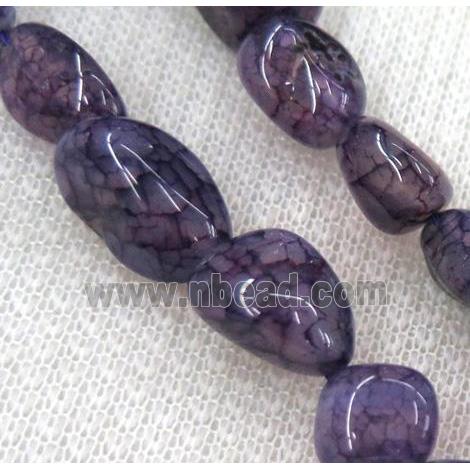dragon veins agate bead chips, freeform, purple
