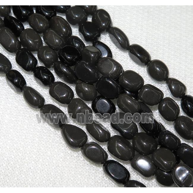 black obsidian chips bead, freeform
