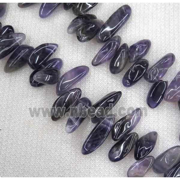 Amethyst chips bead, stick, freeform
