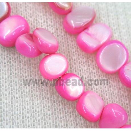freshwater shell chip beads, freeform, pink