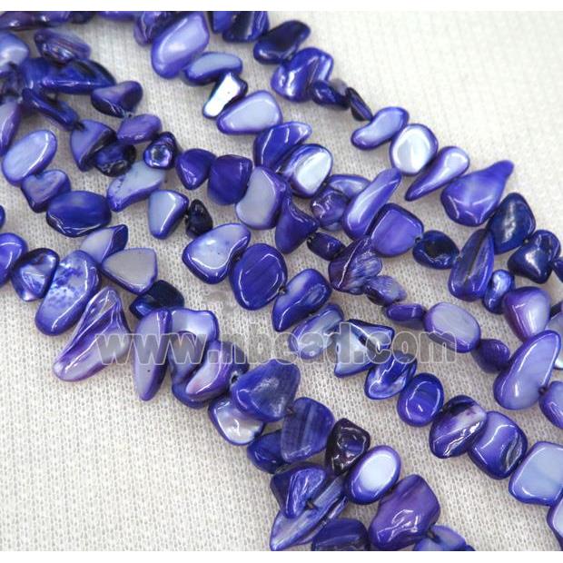 freshwater shell chip beads, freeform, purple