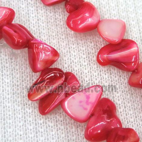 freshwater shell chip beads, freeform, red