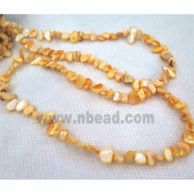 freshwater shell chip beads, freeform, yellow