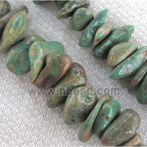 natural turquoise bead chips, freeform, green