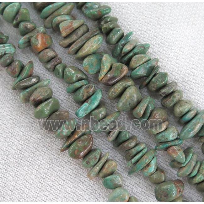 natural turquoise bead chips, freeform, green