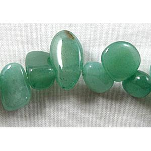 Green Aventurine beads, Erose Drip, Top-Drilled