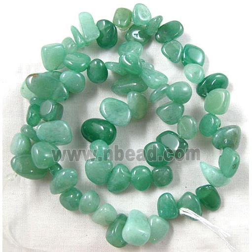Green Aventurine beads, Erose Drip, Top-Drilled