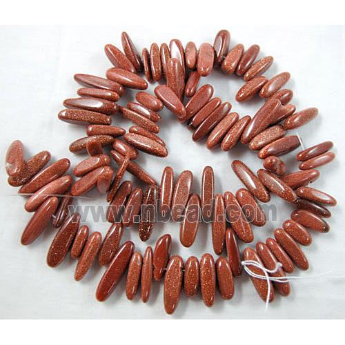 Gold sandstone beads, freeform Chip, Top-Drilled
