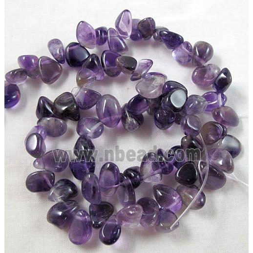 Amethyst beads, freeform Drop, Top-Drilled