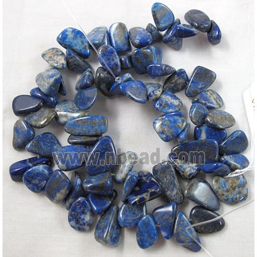 Lapis Lazuli beads, freeform Chip, Top-Drilled