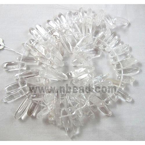 Natural Clear Quartz beads, freeform Chips, Top-Drilled