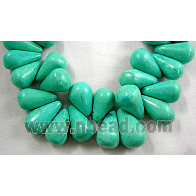 Chalky Turquoise beads, Teardrop, top-drilled
