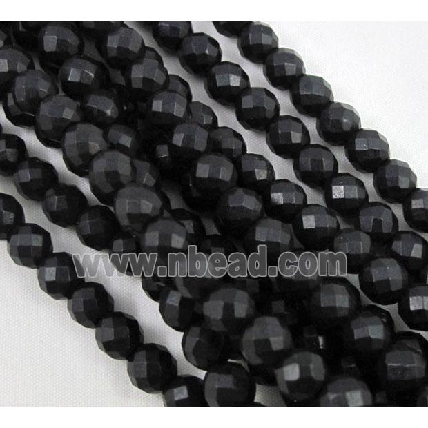 black synthetic Turquoise beads, faceted round