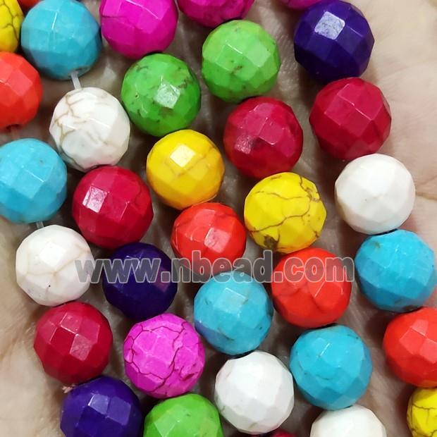 faceted round synthetic Turquoise beads, mixed color