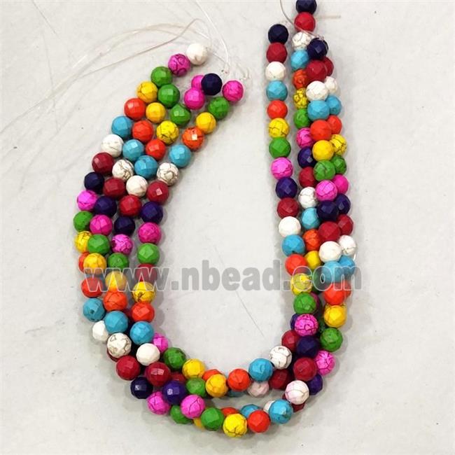 faceted round synthetic Turquoise beads, mixed color