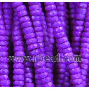 purple Turquoise beads, faceted rondelle, synthetical
