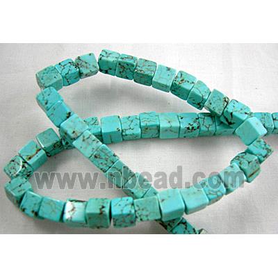 Chalky Turquoise Cube Beads