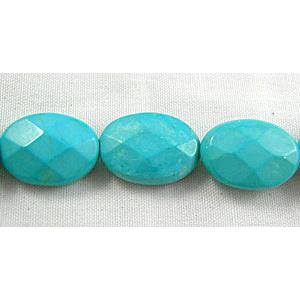 Turquoise beads briolette, Faceted Oval, blue treated