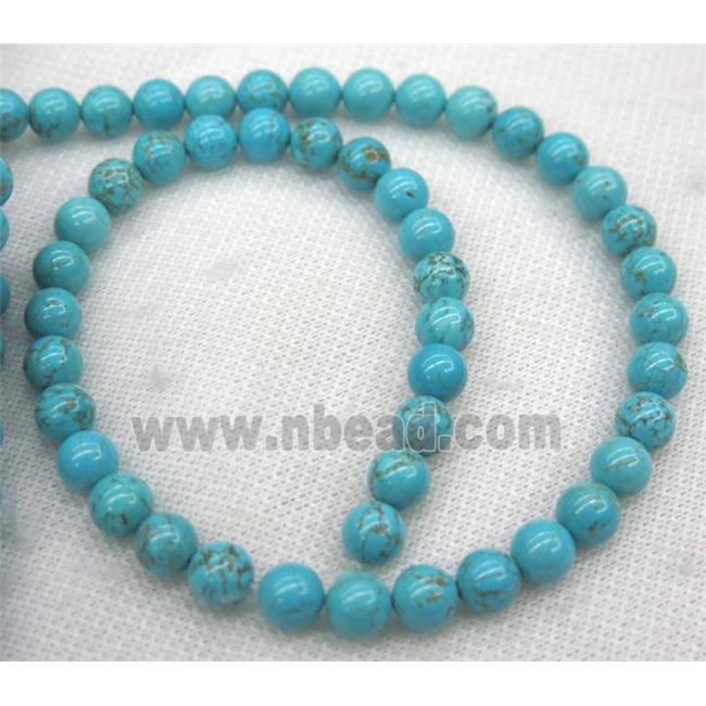 Chinese Hubei Turquoise Beads, round, blue