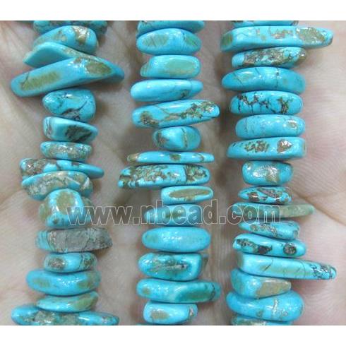 turquoise bead, freeform, blue