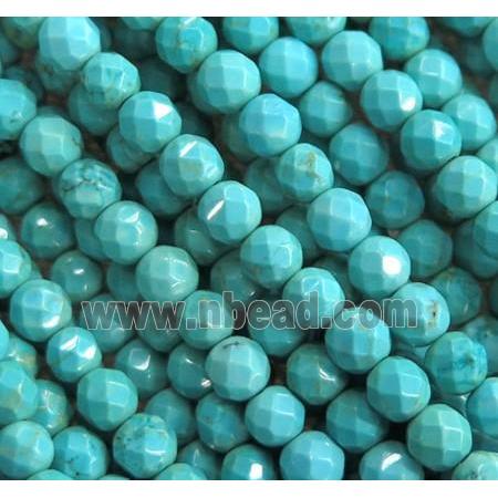 green treated turquoise beads, faceted round