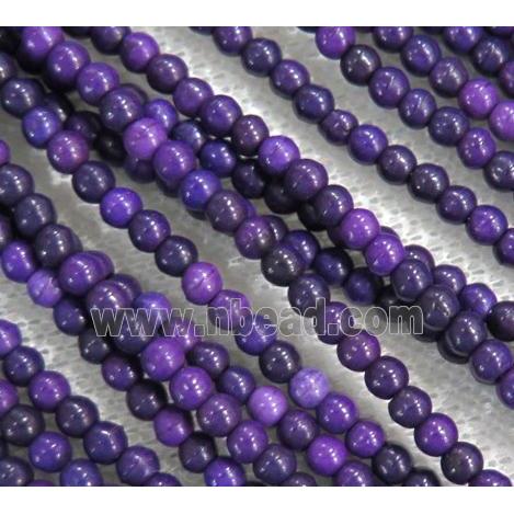 purple synthetic Turquoise beads, round