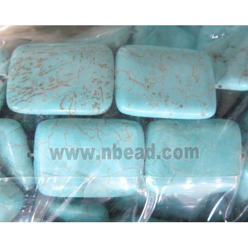 blue turquoise bead, rectangle
