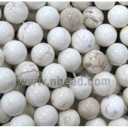 white Assembled Turquoise beads, round