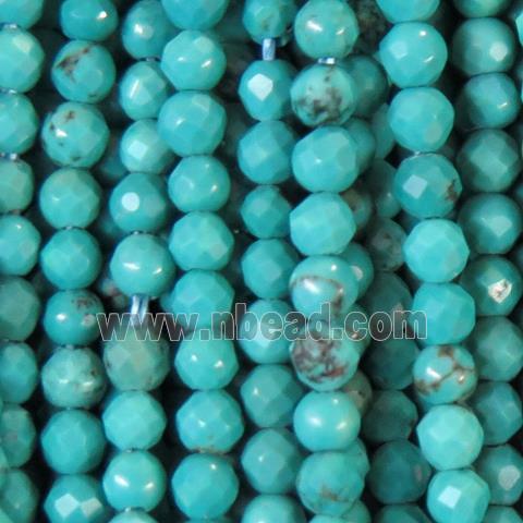 tiny blue turquoise beads, faceted round