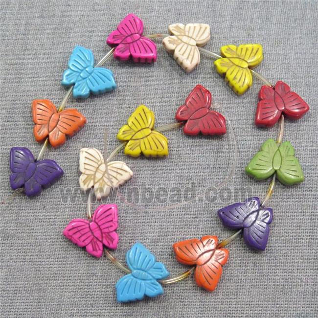 synthetic Turquoise butterfly beads, mix color