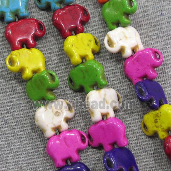 synthetic Turquoise elephant beads, mix color