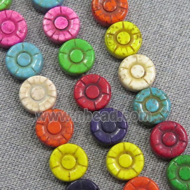synthetic Turquoise daisy beads, mix color