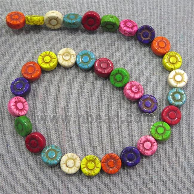 synthetic Turquoise daisy beads, mix color