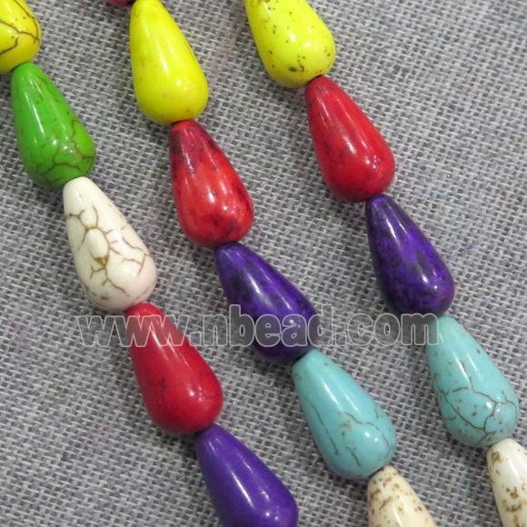 synthetic Turquoise teardrop beads, mix color