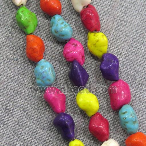 synthetic Turquoise beads, freeform, mix color
