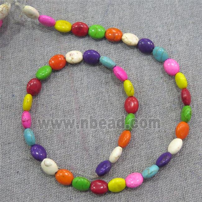 synthetic Turquoise oval beads, mix color